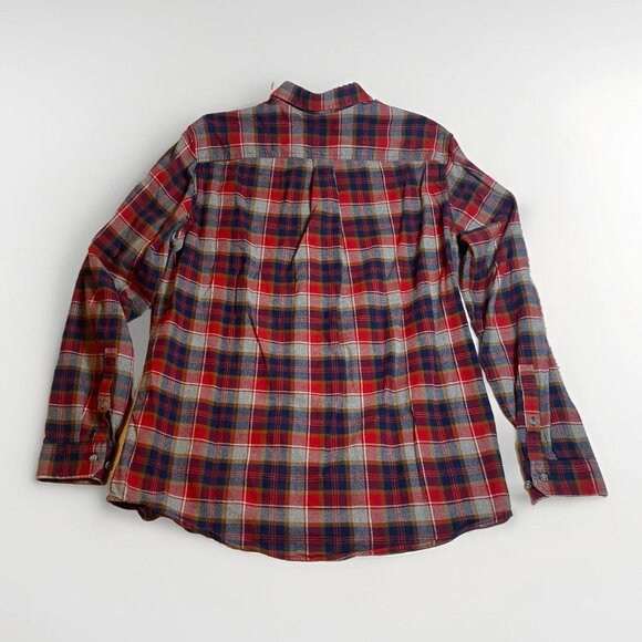 Eddie Bauer Mens TXL tall XL Red Plaid Long Sleeve Button Up FLANNEL Shirt - Picture 3 of 6
